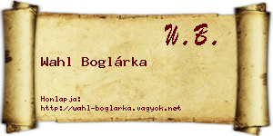 Wahl Boglárka névjegykártya